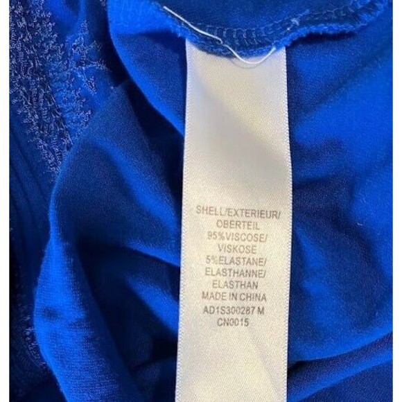 Adrianna Papell Royal Blue Modern Boho Longer Sides Shrt Sl Embroidered Top Sz M - Picture 3 of 5